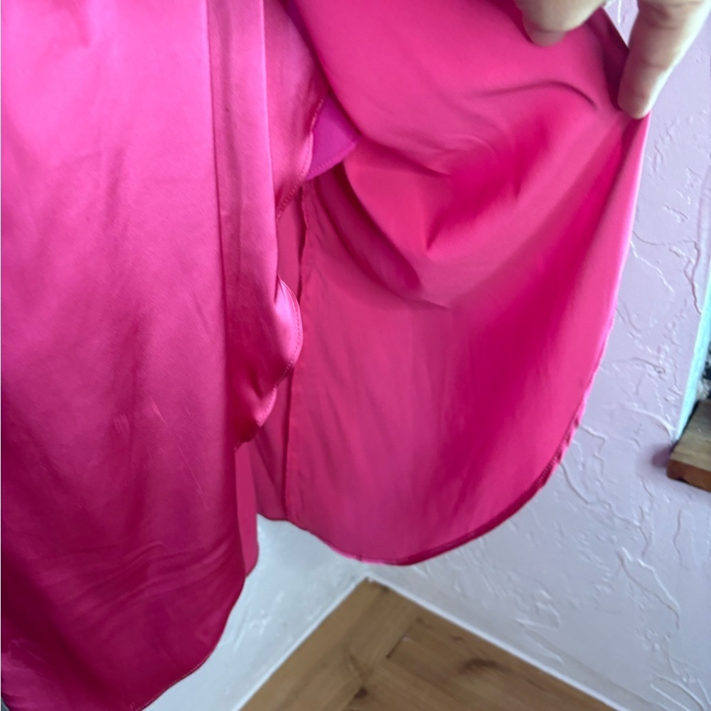 Anrabess One-Shoulder Fuchsia Satin Midi Dress sz M preloved - Picture 8 of 11